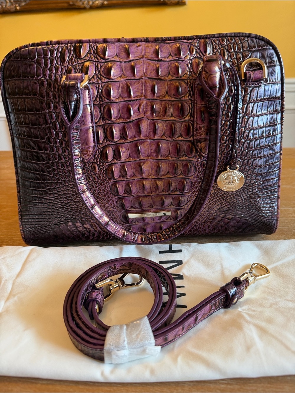 Brahmin Marissa in Fig Jam Melbourne with Gold Hardware
